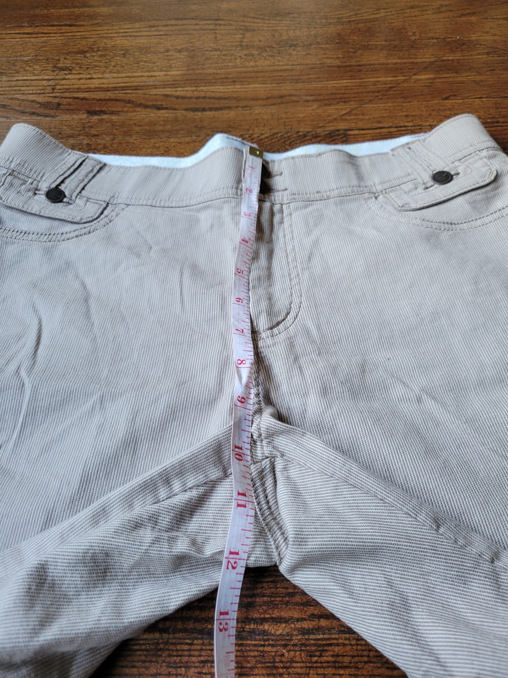 Lee Womens Walk Shorts Beige Stripe Stretch High Rise Comfort Waistband Size 8 M - Picture 11 of 17